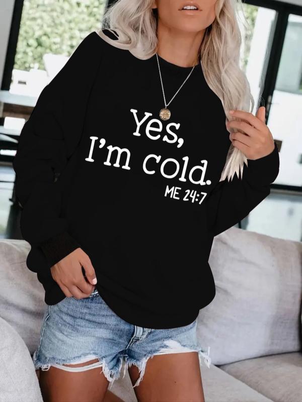KAYLEE™ - Casual Slogan Print Pullover Sweatshirt