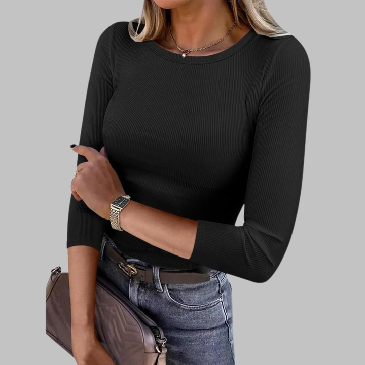 DAVINA™ - Casual Plain Crewneck Slim-Fit Top