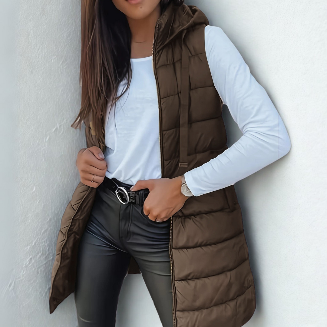 Rain™ - Casual Sleeveless Hood Long Puffer Vest