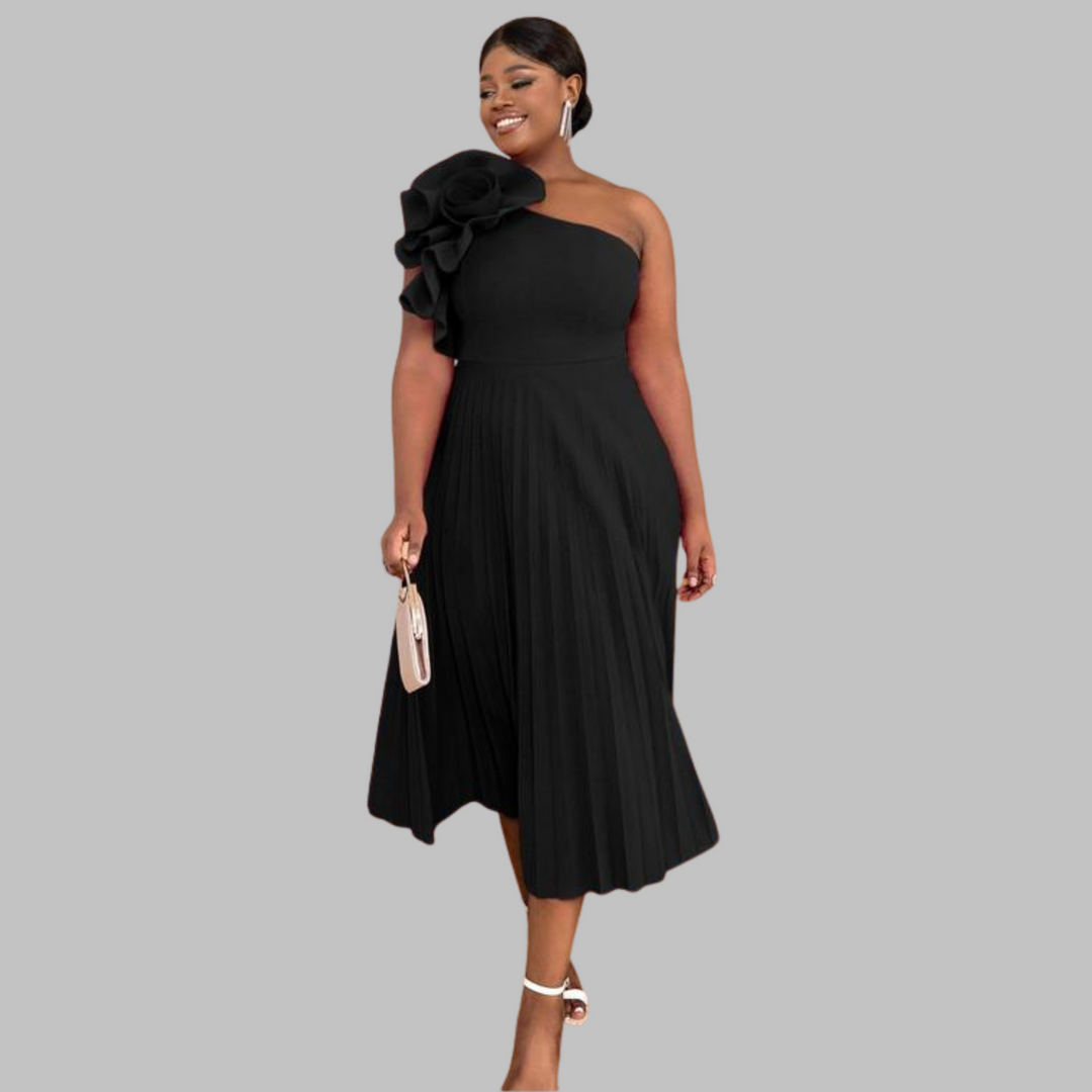 MINERVA™ - Elegant One Shoulder Ruffle Plus Size Evening Dress