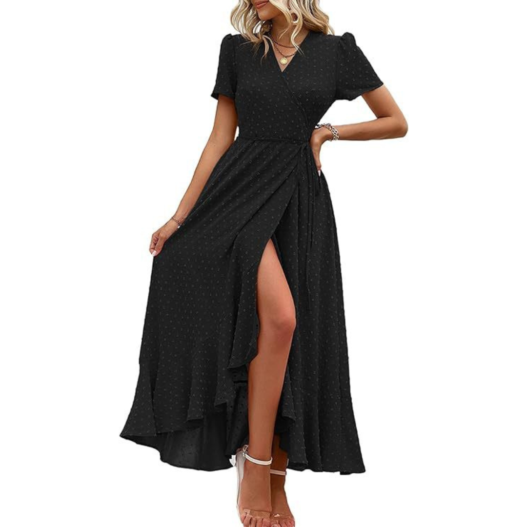 MARJORIE™ - Cozy Summer Wrap Ruffle Hem Split Maxi Dress