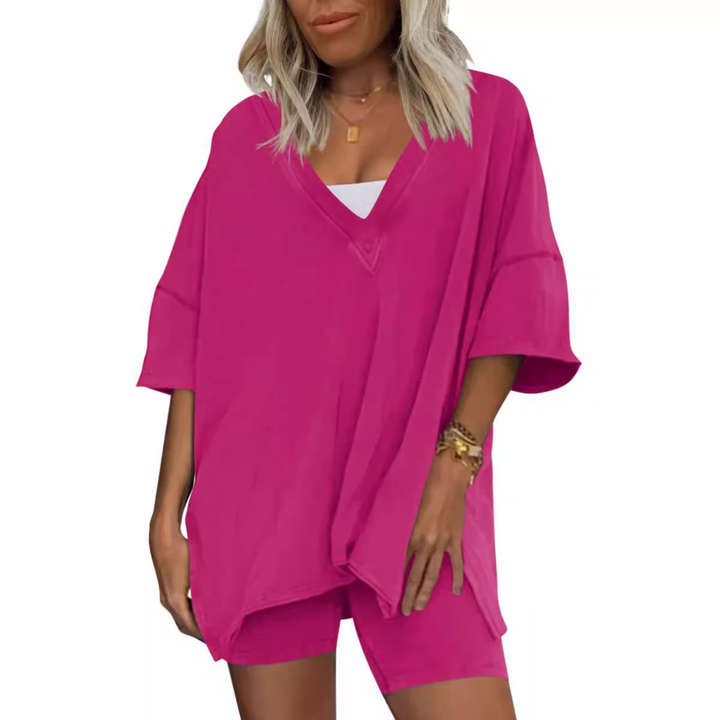 RAMLYN™ – Casual Oversized V-Neck and Short Set
