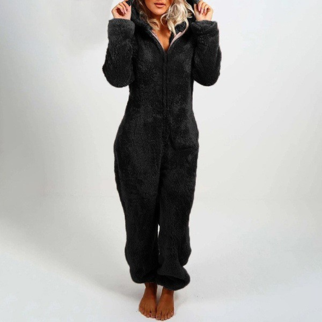 LUMI™ - Comfy Zipper Hooded Long Sleeve Plush Pajama Jumpsuit