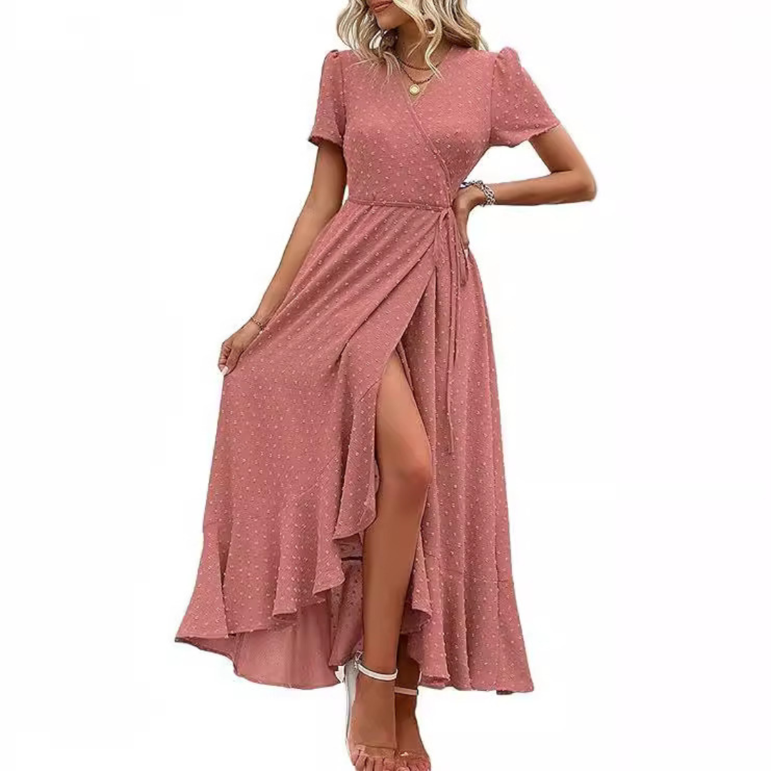 MARJORIE™ - Cozy Summer Wrap Ruffle Hem Split Maxi Dress