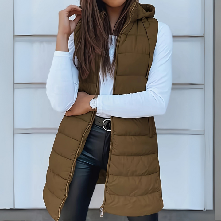 Rain™ - Casual Sleeveless Hood Long Puffer Vest