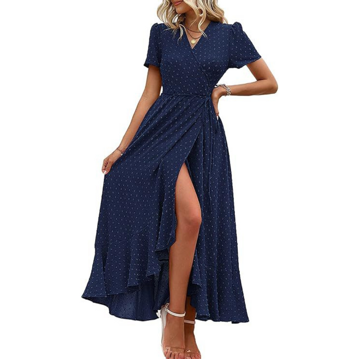 MARJORIE™ - Cozy Summer Wrap Ruffle Hem Split Maxi Dress