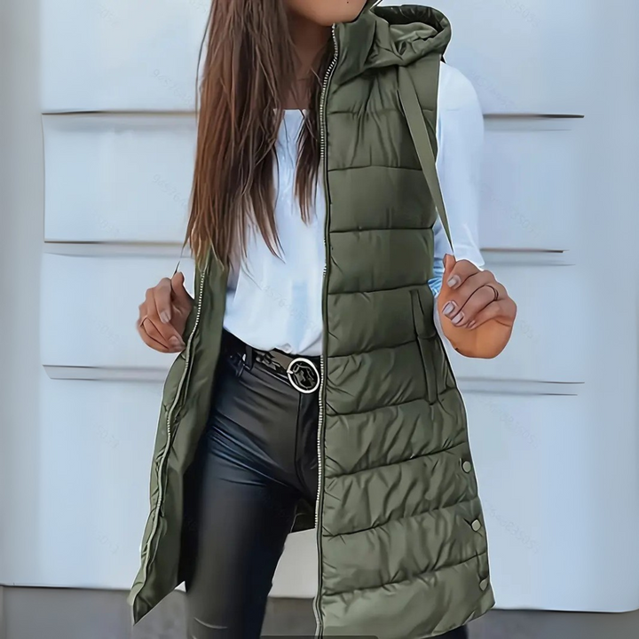 Rain™ - Casual Sleeveless Hood Long Puffer Vest