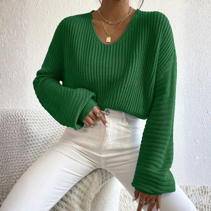 ALESI™ - Cozy Long Sleeve V-Neck Sweater