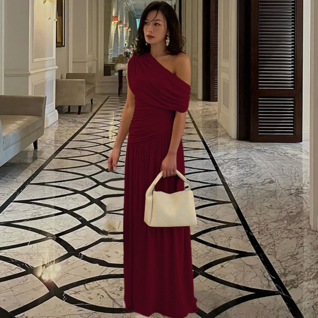 TALIA™ - Elegant One Shoulder Evening Maxi Dress