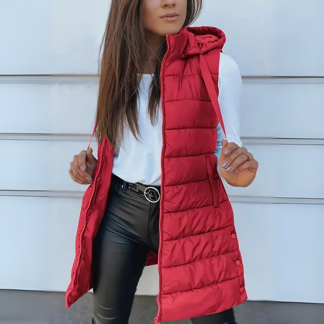 Rain™ - Casual Sleeveless Hood Long Puffer Vest