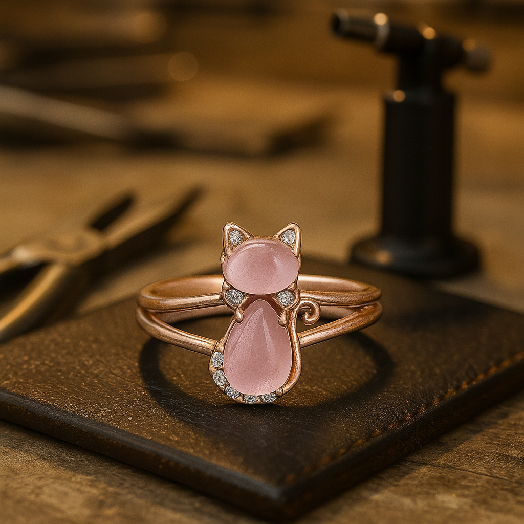 Chic Rose Gold Cat Ring