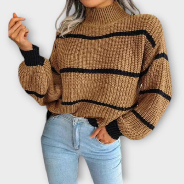 Striped High-Neck Sweater