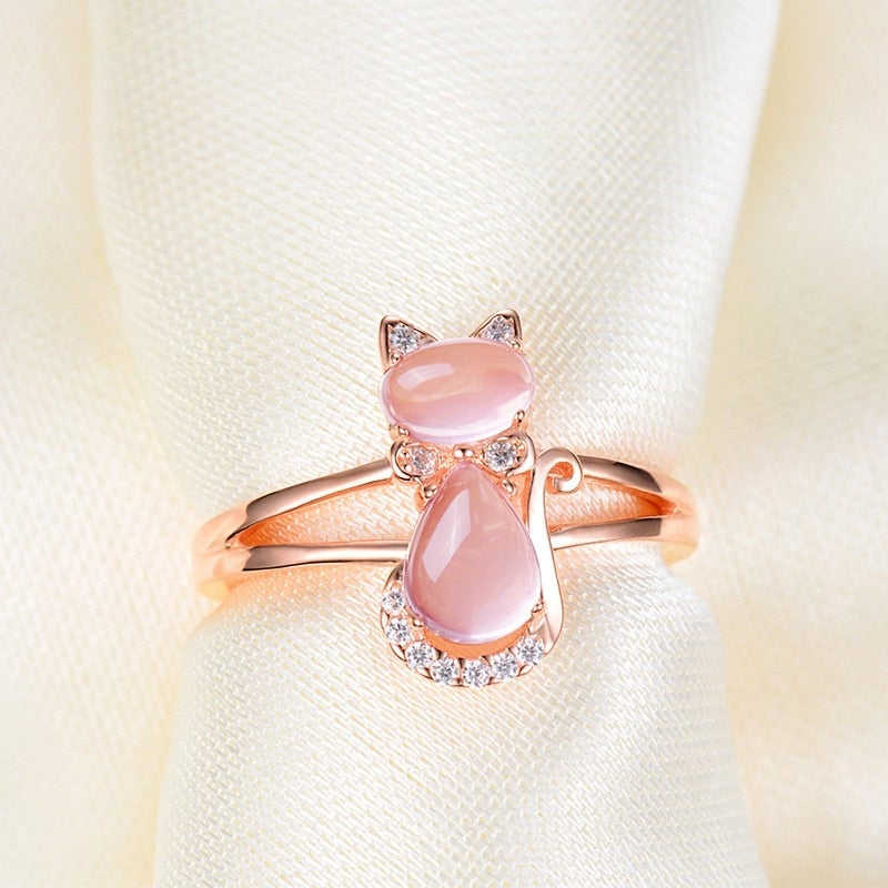 Chic Rose Gold Cat Ring