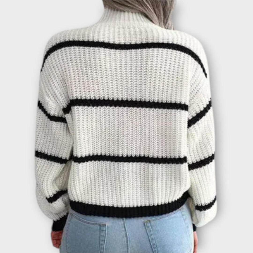 Striped High-Neck Sweater