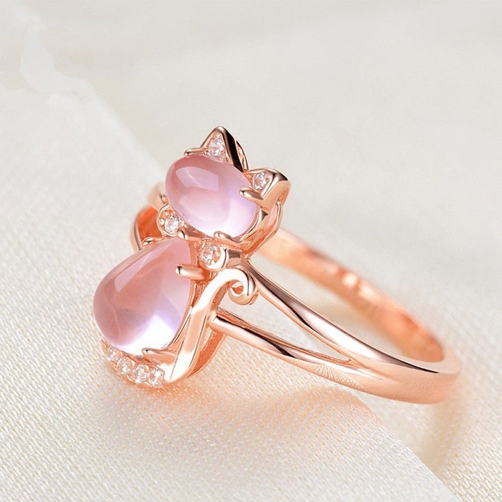 Chic Rose Gold Cat Ring