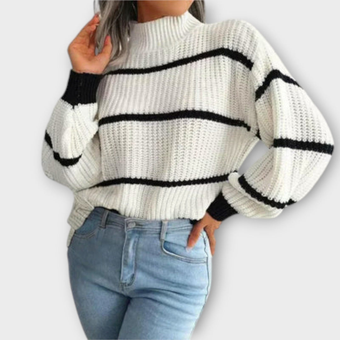 Striped High-Neck Sweater