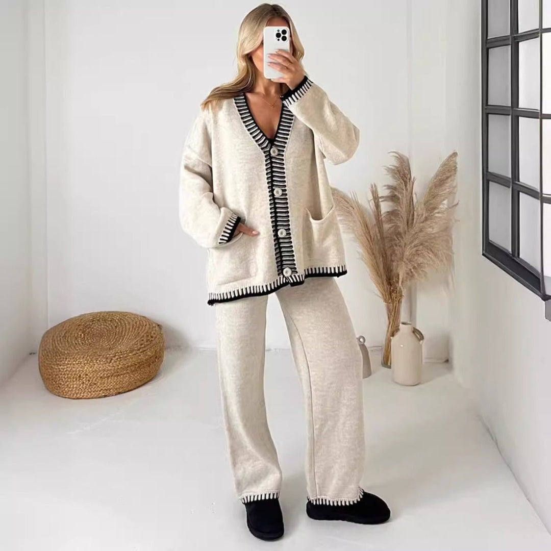 DOLA™ - Cozy Long Sleeve Cardigan and Wide Leg Pants Set