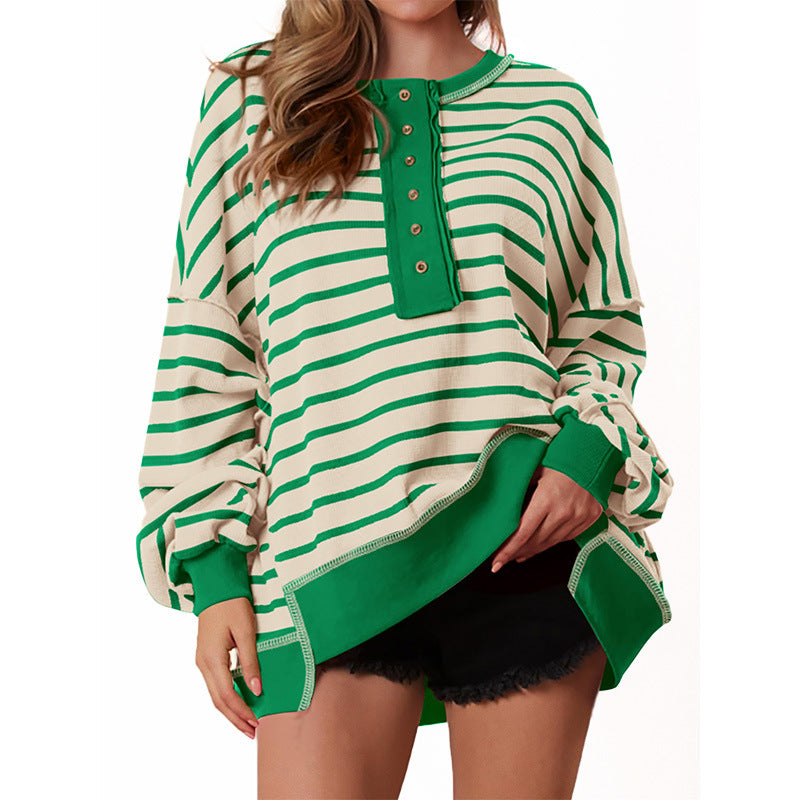 POLANA™ - Casual Oversized Striped Long Sleeve Sweatshirt