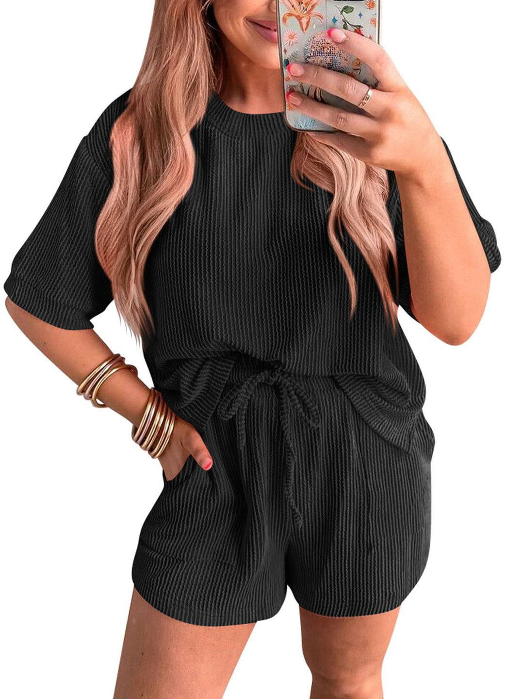 LAYLANI™ - Casual Summer Lounge Sweatshirt and Shorts Co-Ord