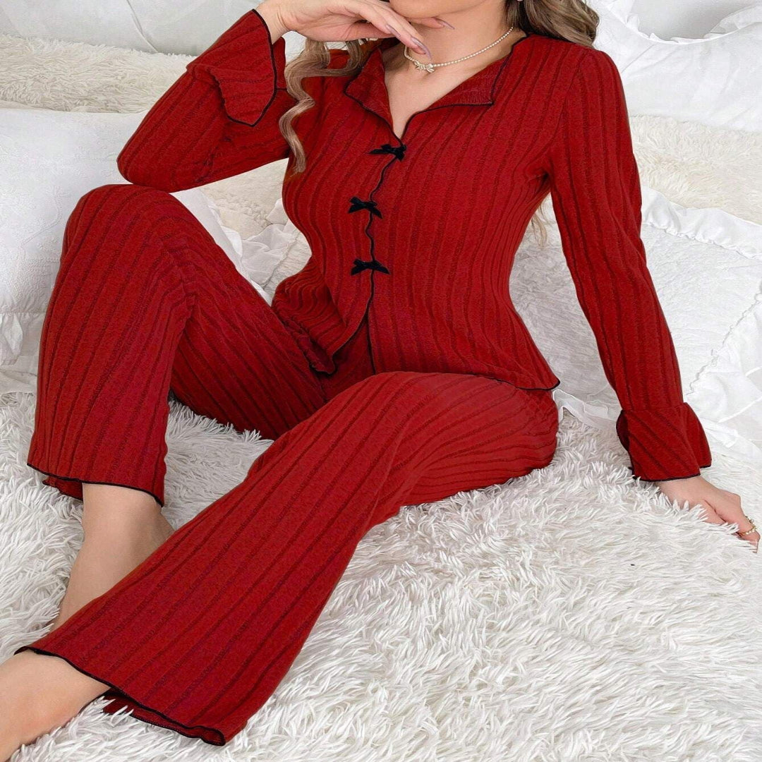 Kenzie™ - Chic V-Neck Top & Pants Loungewear Set