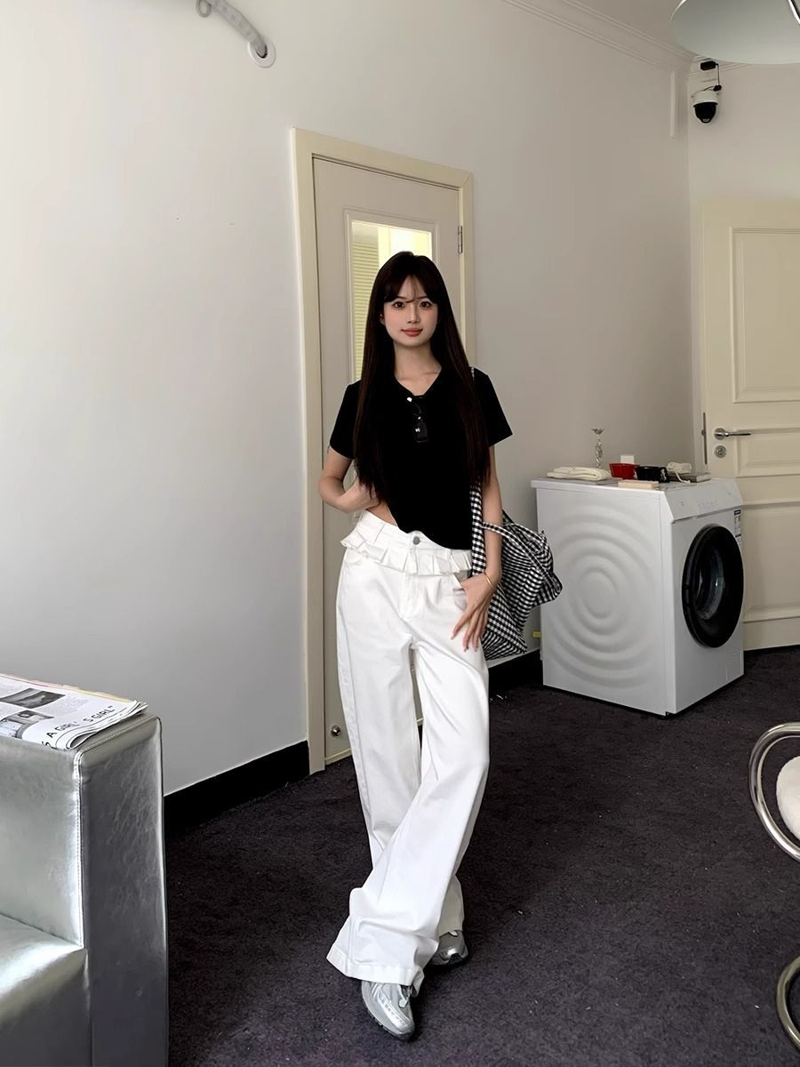 PAISLEY™ – Elegant Lace-Trimmed Wide-Leg Jeans