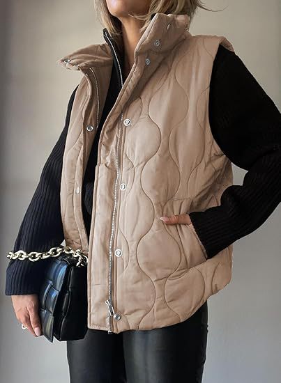 PAMMY™ - Classic Puffer Button Zip Up Collared Vest