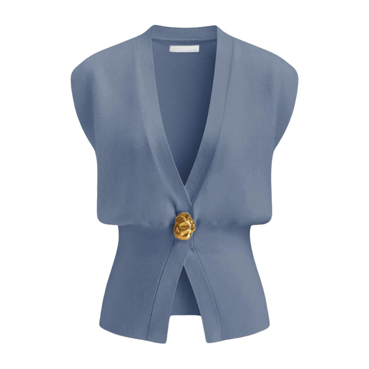 DAISY™ – Elegant V-Neck Button-Front Vest Top