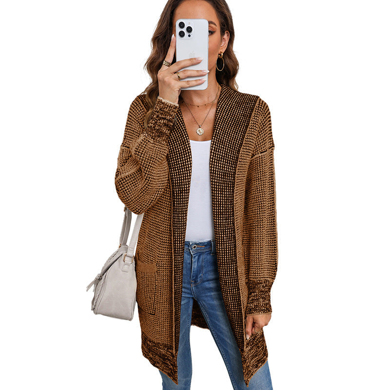 IRISH™ - Oversized Plaid Chunky Knit Open Front Cardigan