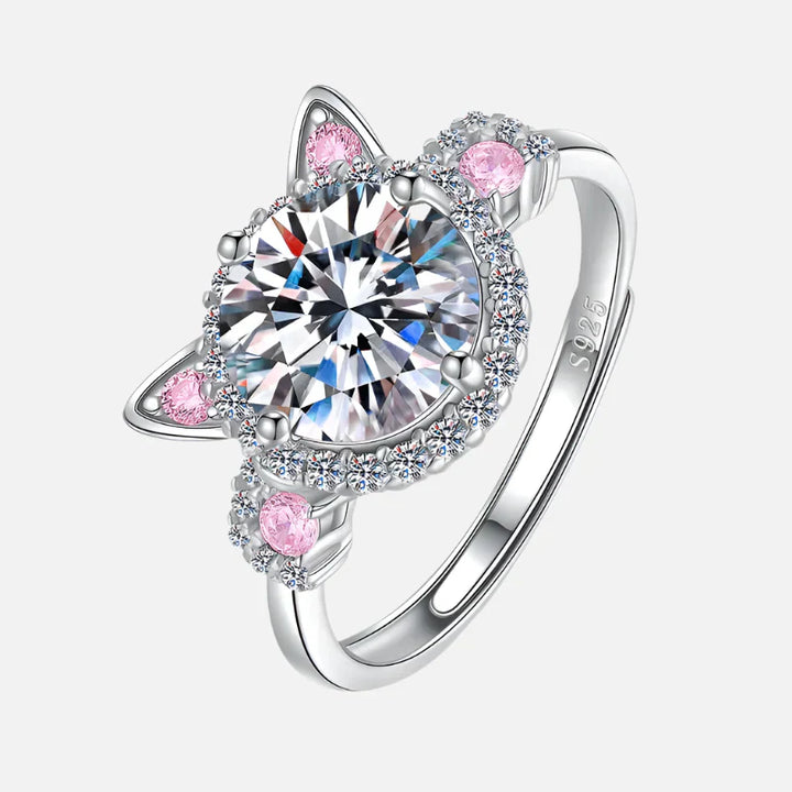 Dazzling Cat Ear Ring with Sparkling Stones