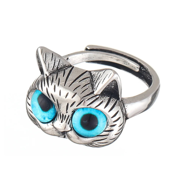 Whimsical Cat Ring with Blue Touches