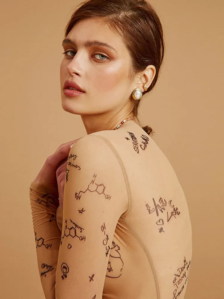 JANELLA™ – Modern Print Mesh Bodysuit