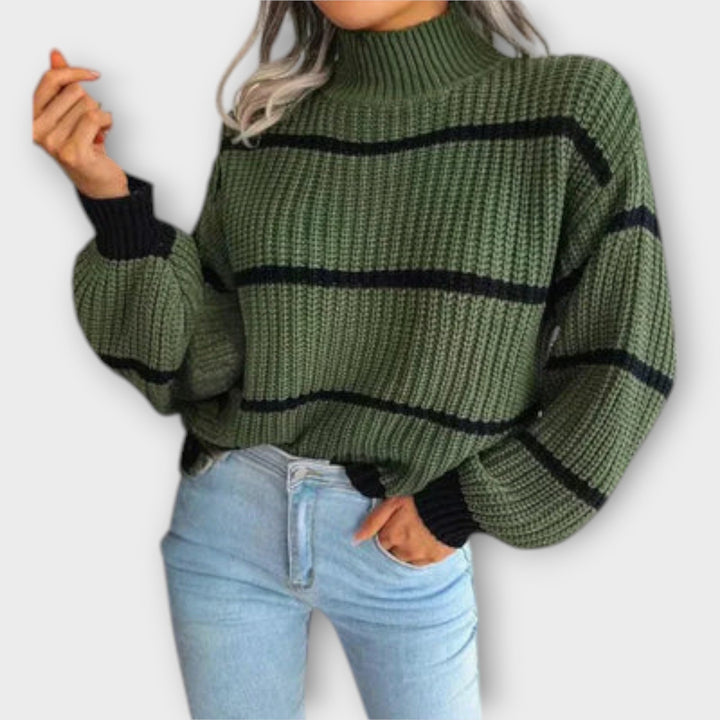 Striped High-Neck Sweater
