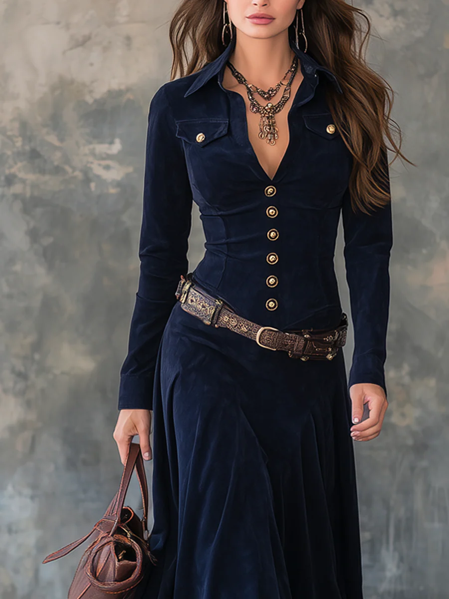 Milana™ - Suede Maxi Dress with Slit