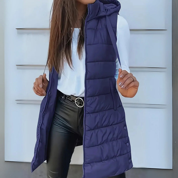 Rain™ - Casual Sleeveless Hood Long Puffer Vest