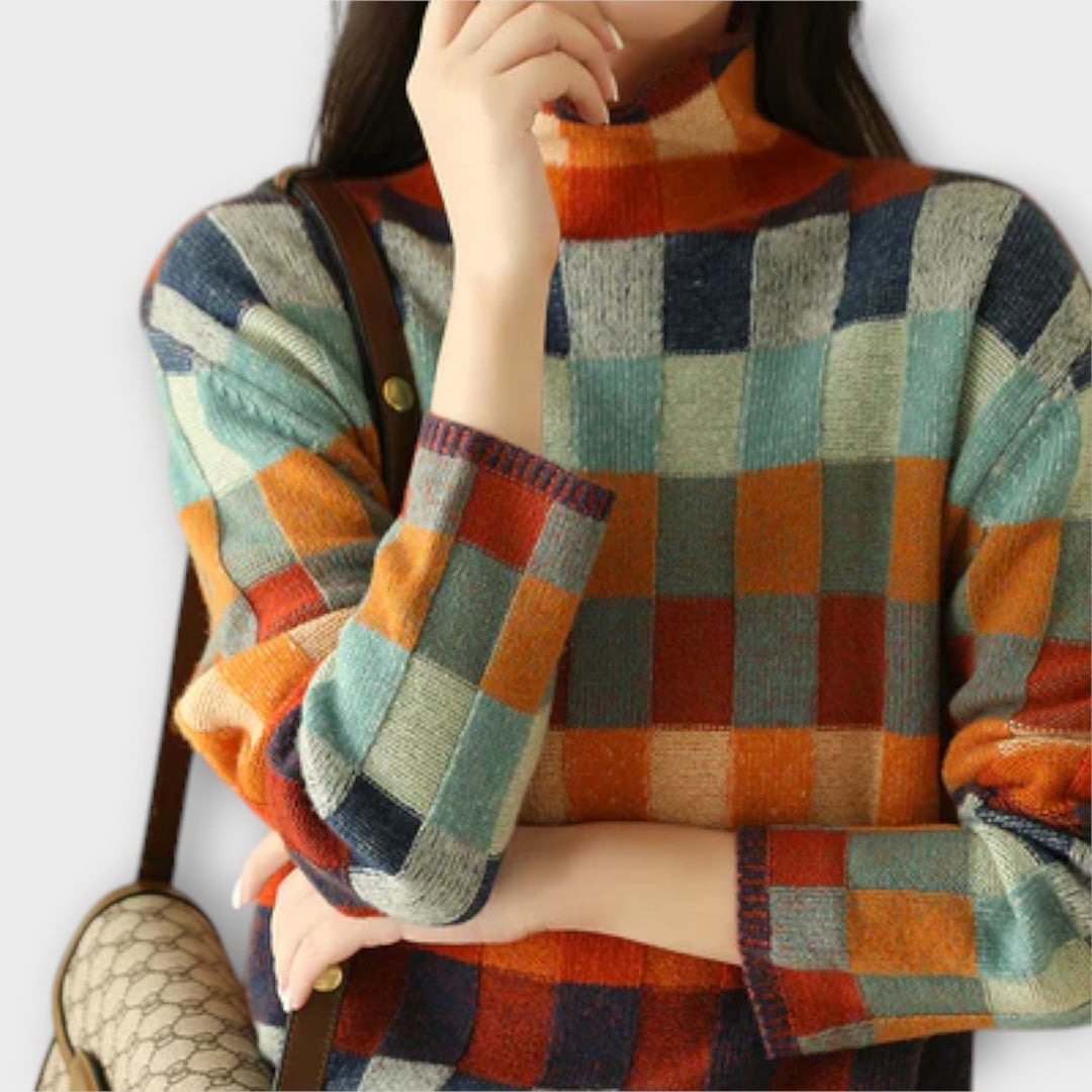 High-Neck Knit Sweater