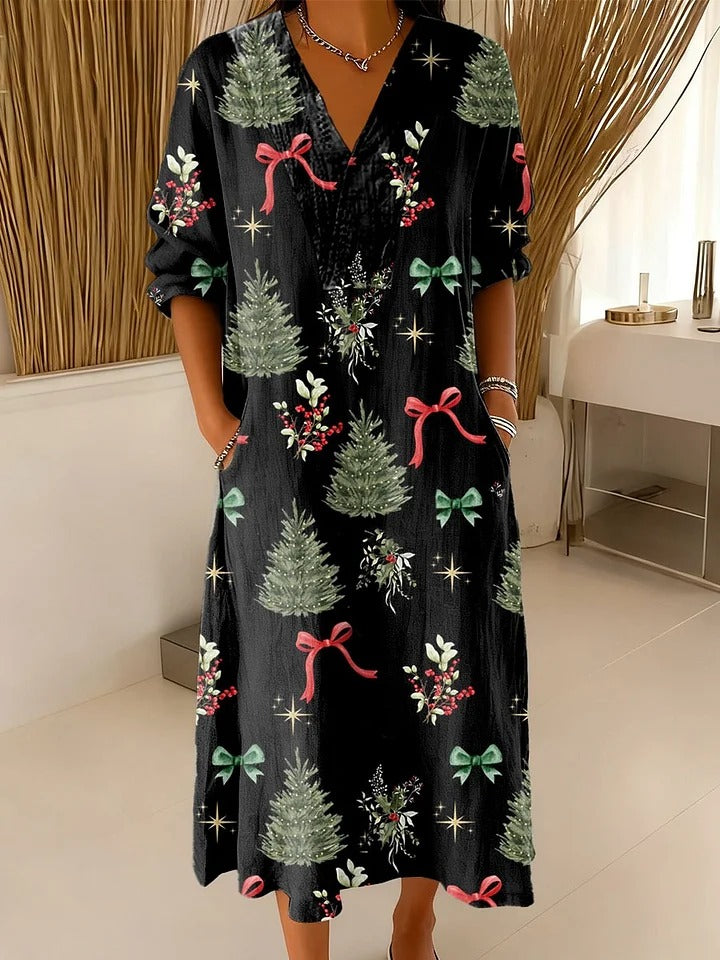 Alice™ - Vintage Christmas Print Buttoned Cardigan