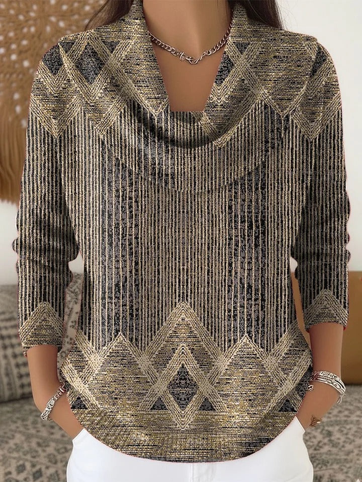 Sophie™ - Vintage Abstract Geometry Art Print Buttoned V-neck Cardigan Sweater