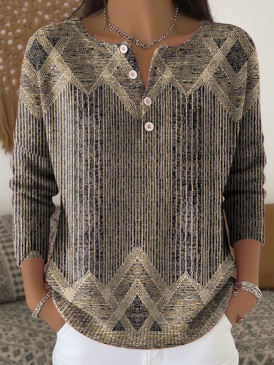 Maya™ - Vintage Abstract Geometric Print Cardigan