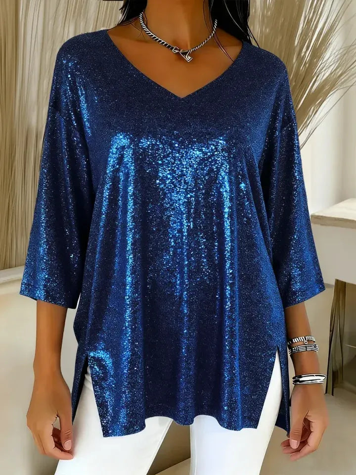 Autumn™ - Sparkly Christmas V-Neck Top