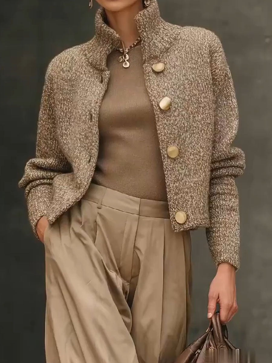 Brooke™ - Solid Color Turtleneck Loose Cardigan Sweater