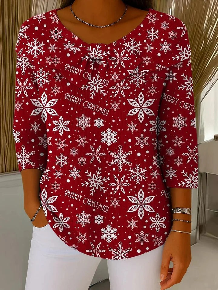 Reagan™ - Vintage Christmas Snowflake Buttoned Cardigan