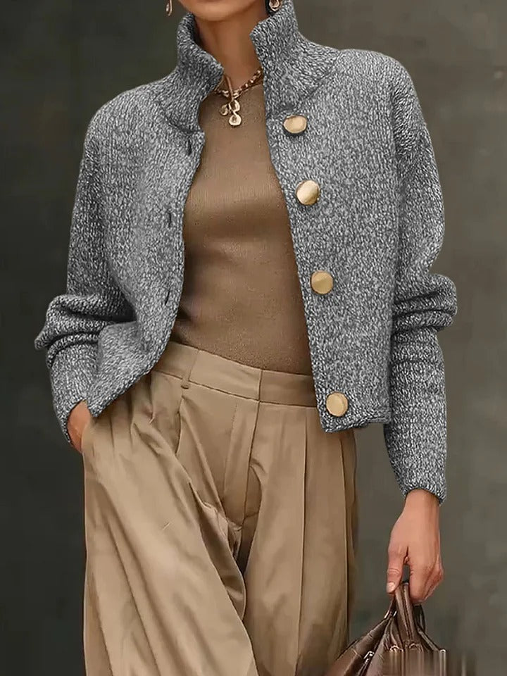 Brooke™ - Solid Color Turtleneck Loose Cardigan Sweater