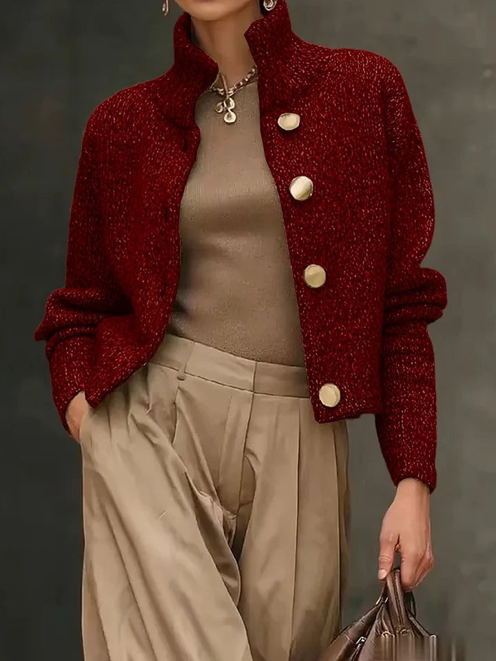 Brooke™ - Solid Color Turtleneck Loose Cardigan Sweater