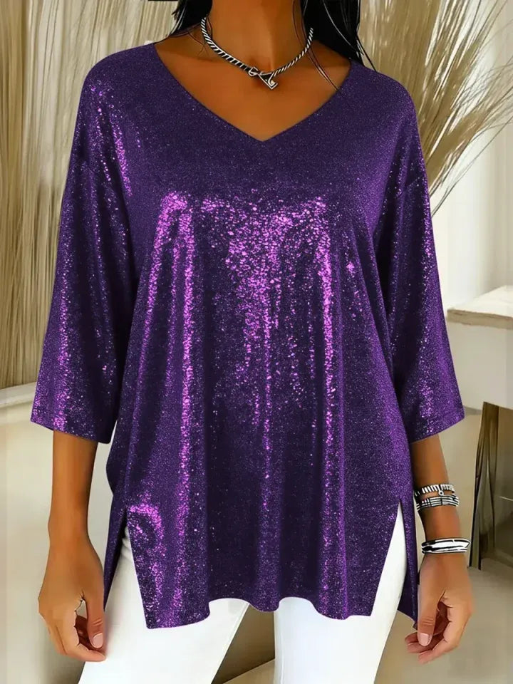 Autumn™ - Sparkly Christmas V-Neck Top