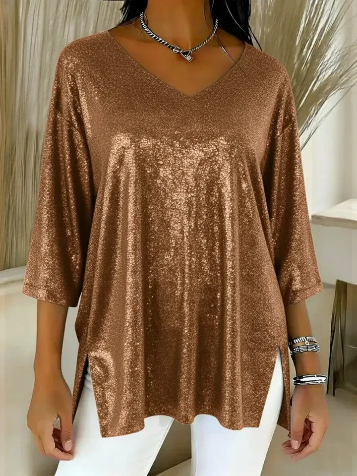 Autumn™ - Sparkly Christmas V-Neck Top