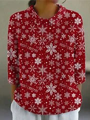 Reagan™ - Vintage Christmas Snowflake Buttoned Cardigan