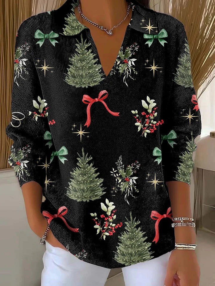 Alice™ - Vintage Christmas Print Buttoned Cardigan