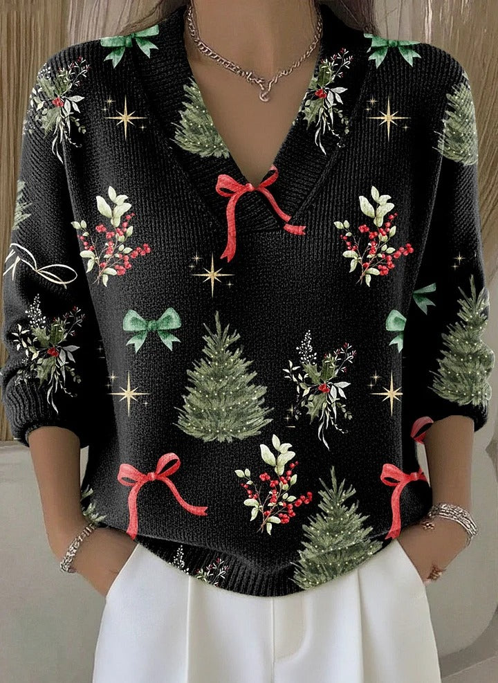 Alice™ - Vintage Christmas Print Buttoned Cardigan