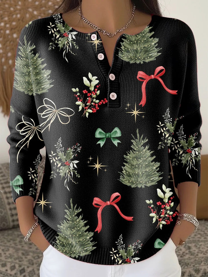 Alice™ - Vintage Christmas Print Buttoned Cardigan
