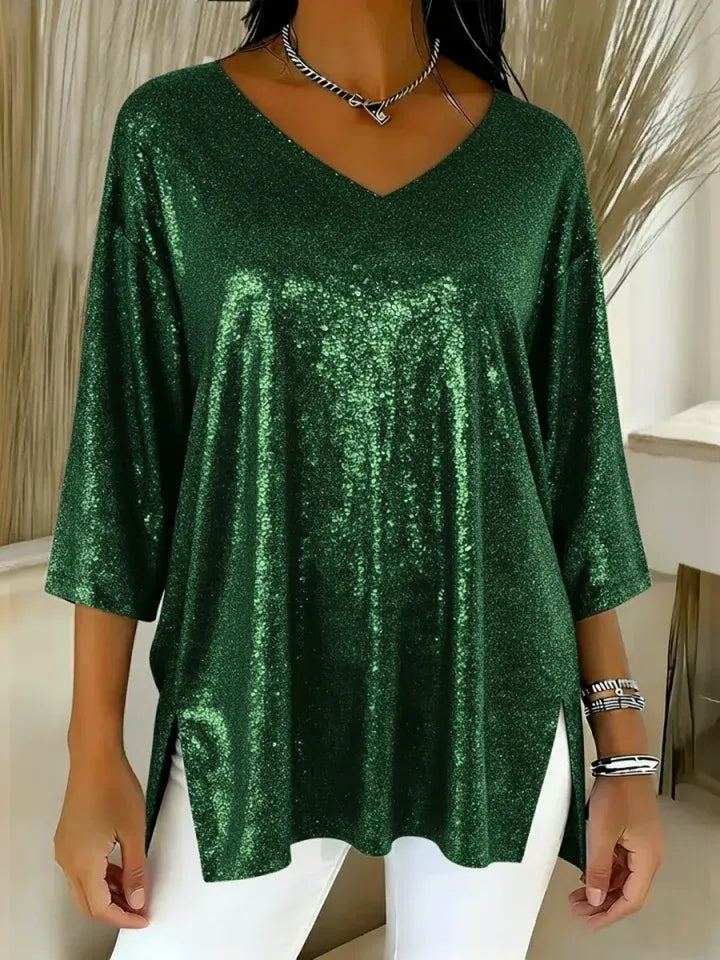 Autumn™ - Sparkly Christmas V-Neck Top